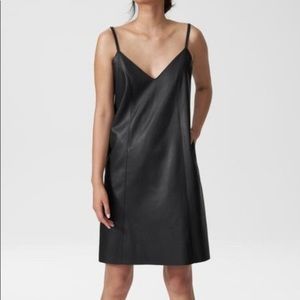 UNIVERSAL STANDARD BLACK VEGAN LEATHER SLIP DRESS 14 16 NWT